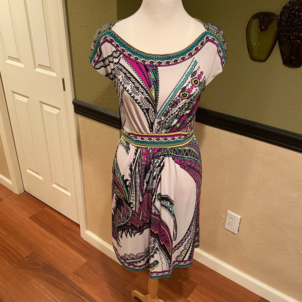 ECI empire waist tie back dress size 8